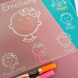 Clear Wipe Writing Board - Emotions