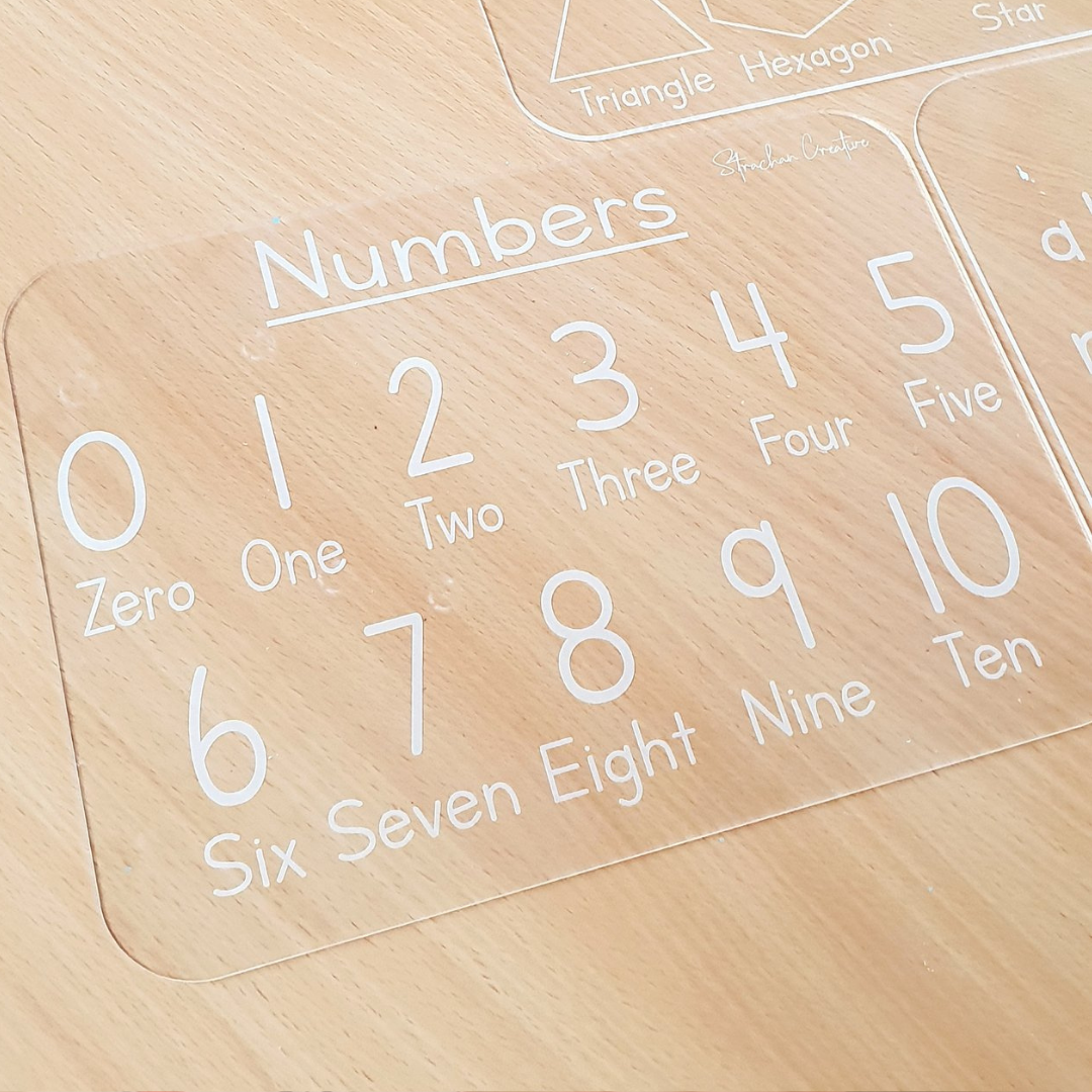 Clear Wipe Writing Board - Numbers